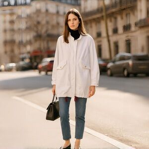 90s History Repeats White Parka Trench Coat Jacket Cotton Jacket